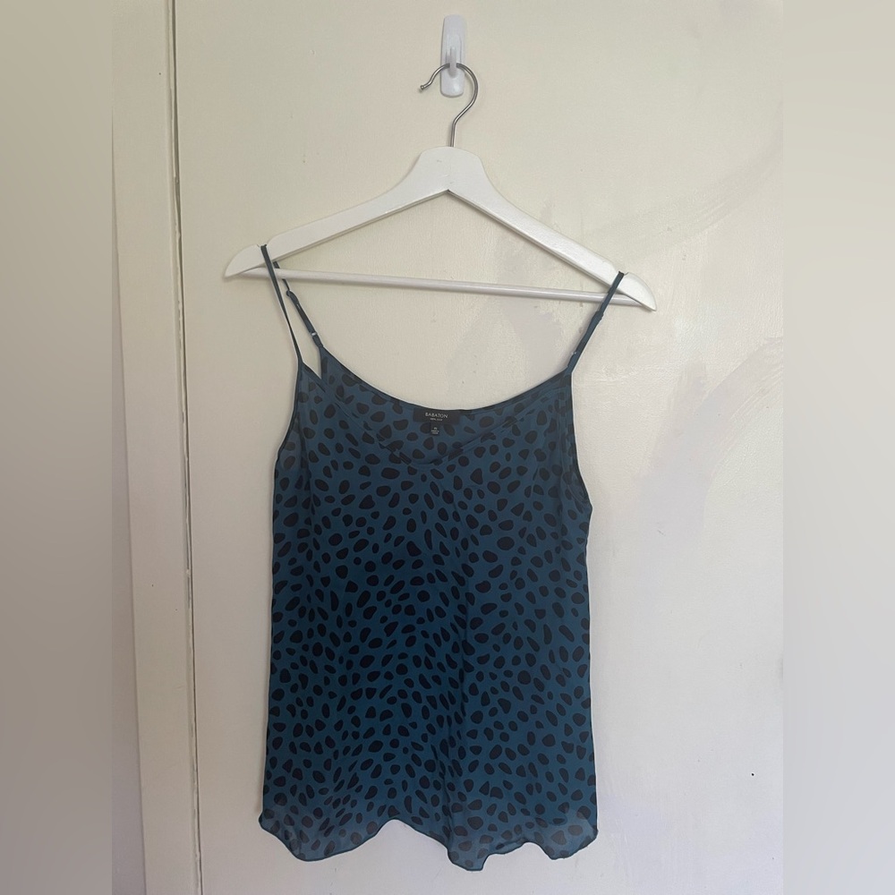 Babaton Teal and Black Silk Blouse